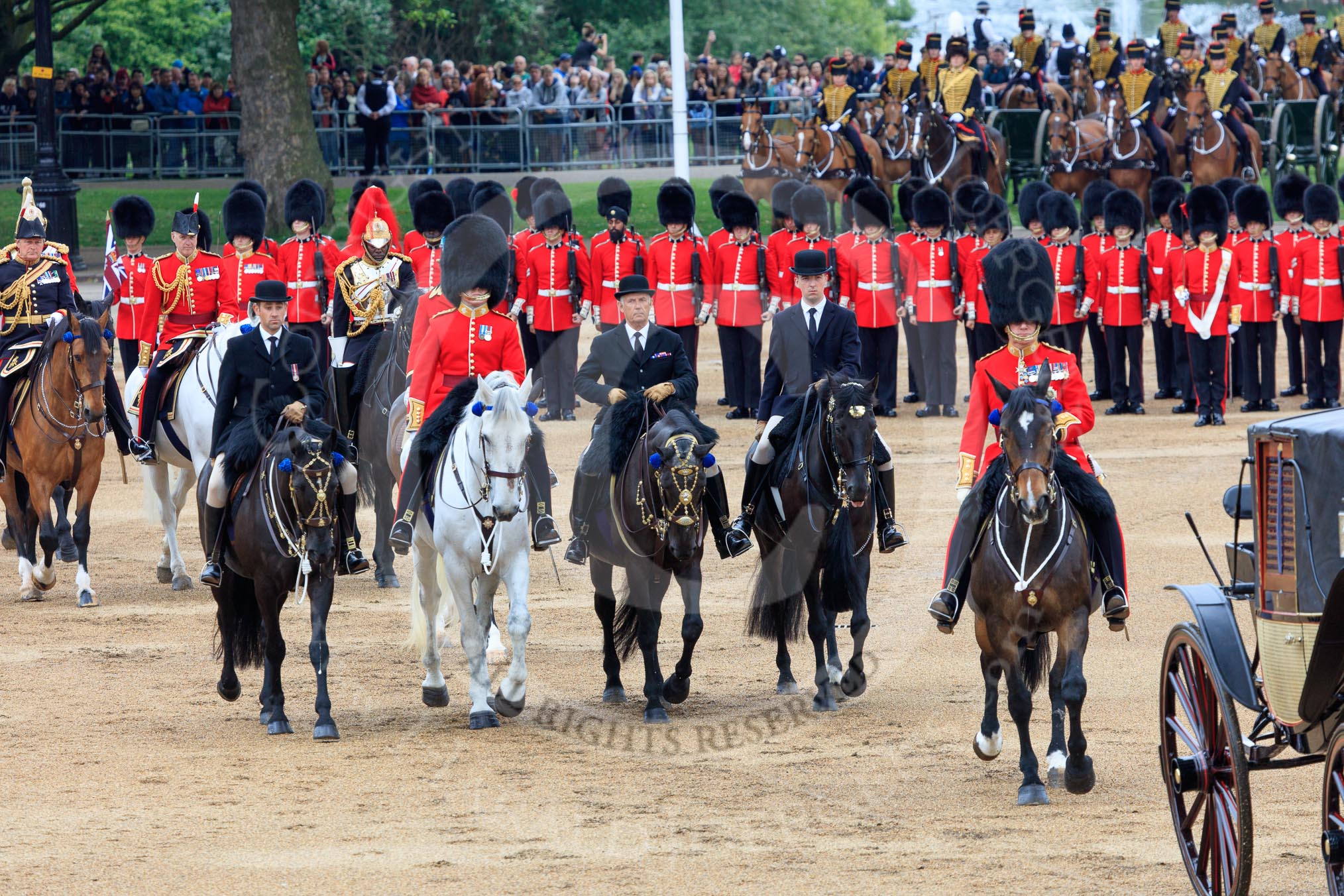 during The Colonel's Review {iptcyear4} (final rehearsal for Trooping the Colour, The Queen's Birthday Parade)  at Horse Guards Parade, Westminster, London, 2 June 2018, 11:05.