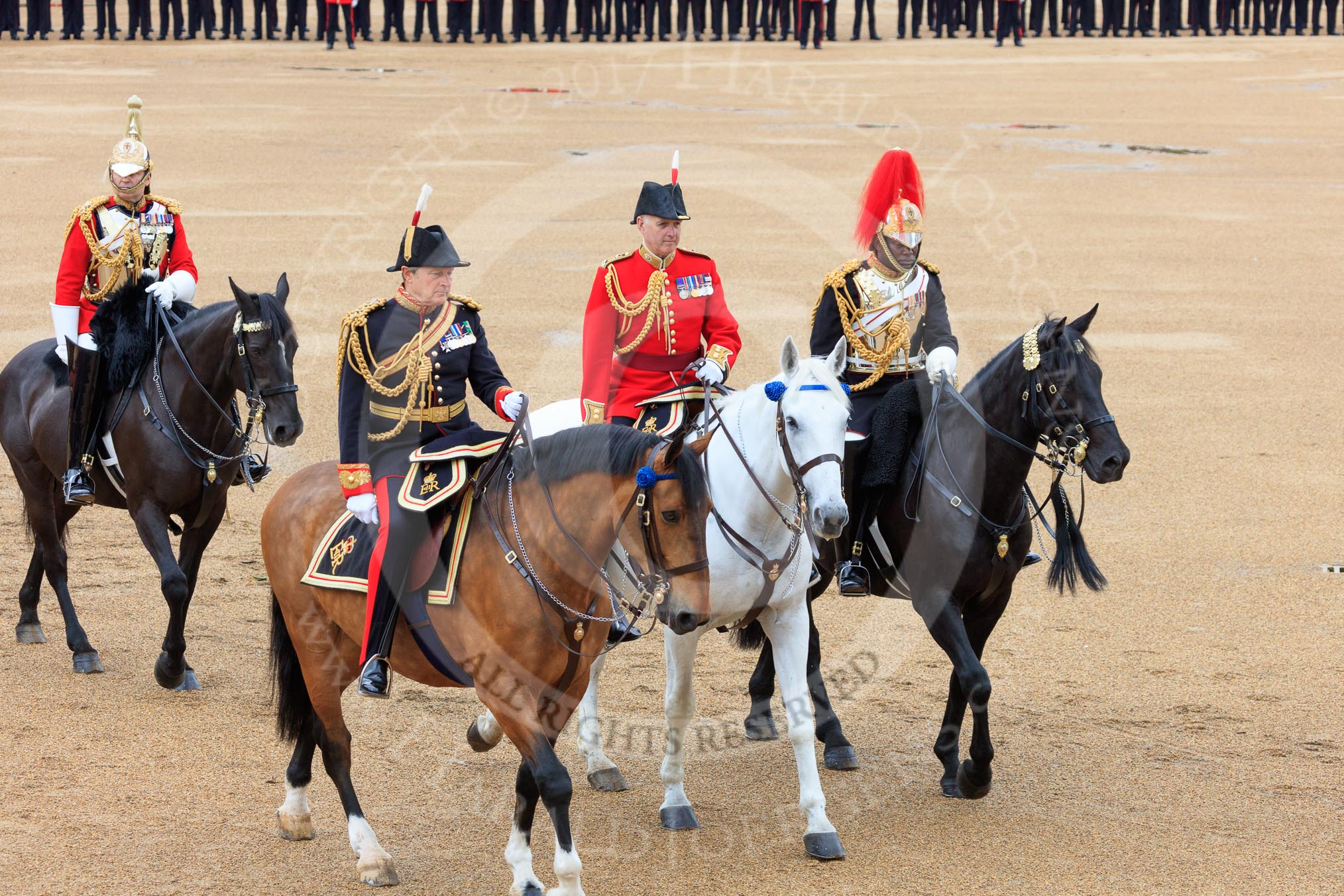 during The Colonel's Review {iptcyear4} (final rehearsal for Trooping the Colour, The Queen's Birthday Parade)  at Horse Guards Parade, Westminster, London, 2 June 2018, 11:06.