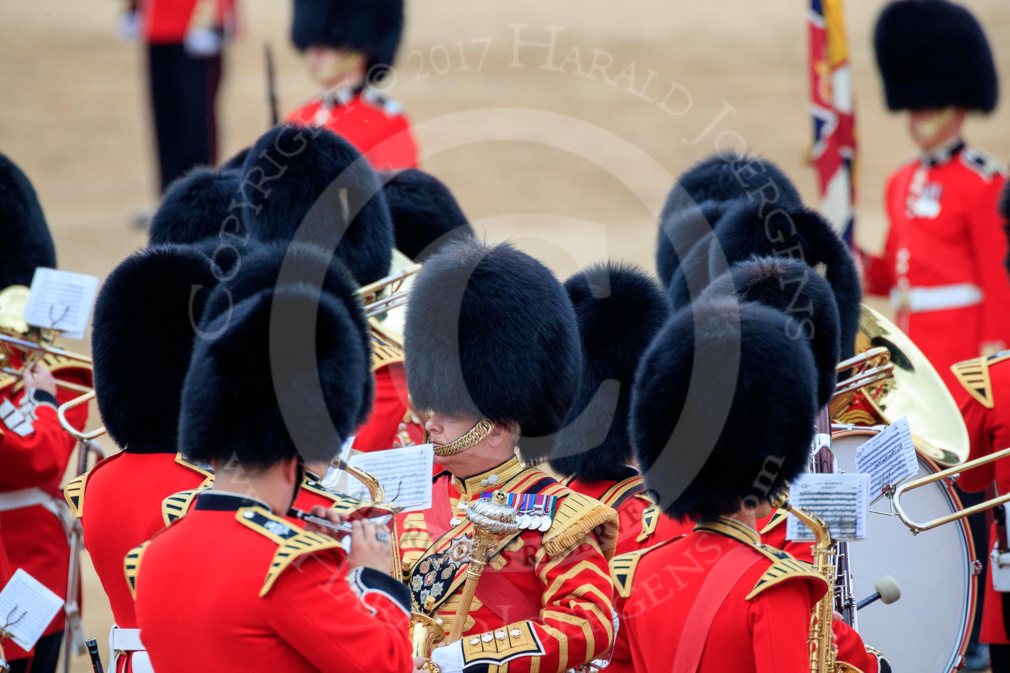 during The Colonel's Review {iptcyear4} (final rehearsal for Trooping the Colour, The Queen's Birthday Parade)  at Horse Guards Parade, Westminster, London, 2 June 2018, 11:10.