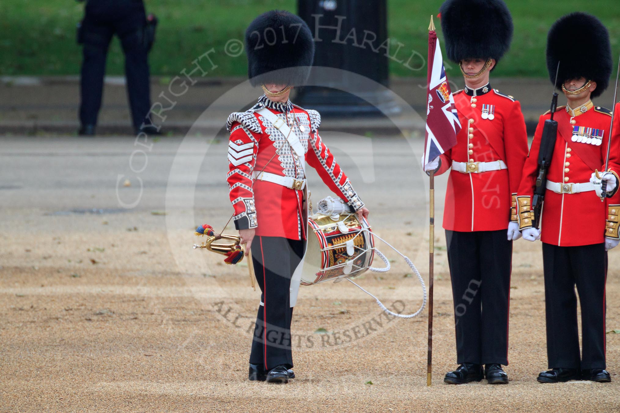 during The Colonel's Review {iptcyear4} (final rehearsal for Trooping the Colour, The Queen's Birthday Parade)  at Horse Guards Parade, Westminster, London, 2 June 2018, 11:13.