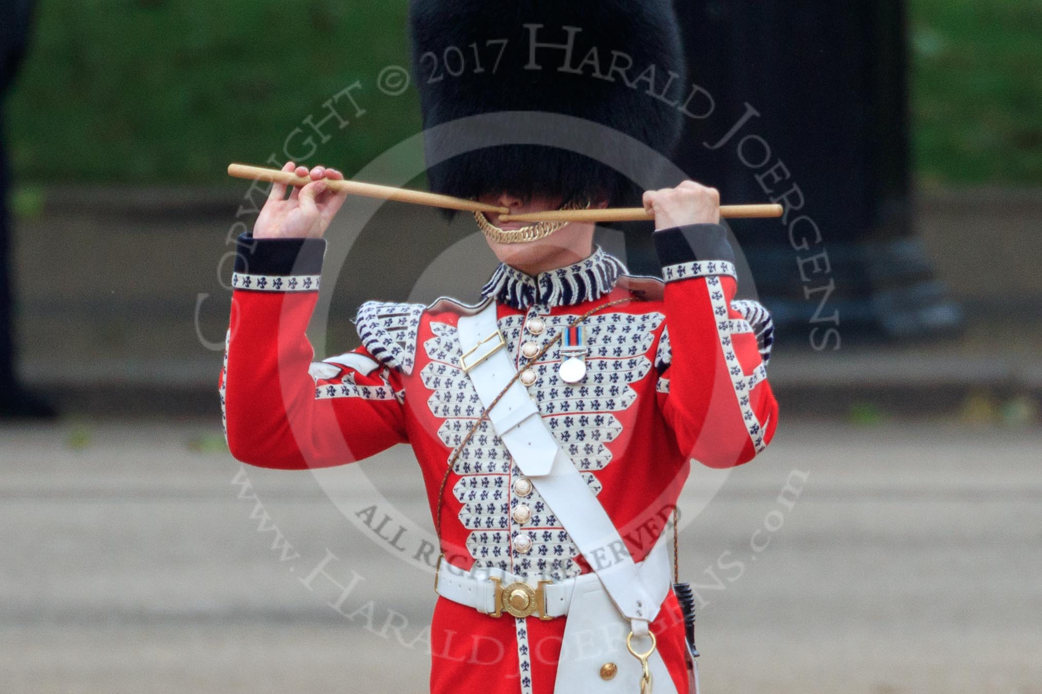 during The Colonel's Review {iptcyear4} (final rehearsal for Trooping the Colour, The Queen's Birthday Parade)  at Horse Guards Parade, Westminster, London, 2 June 2018, 11:15.