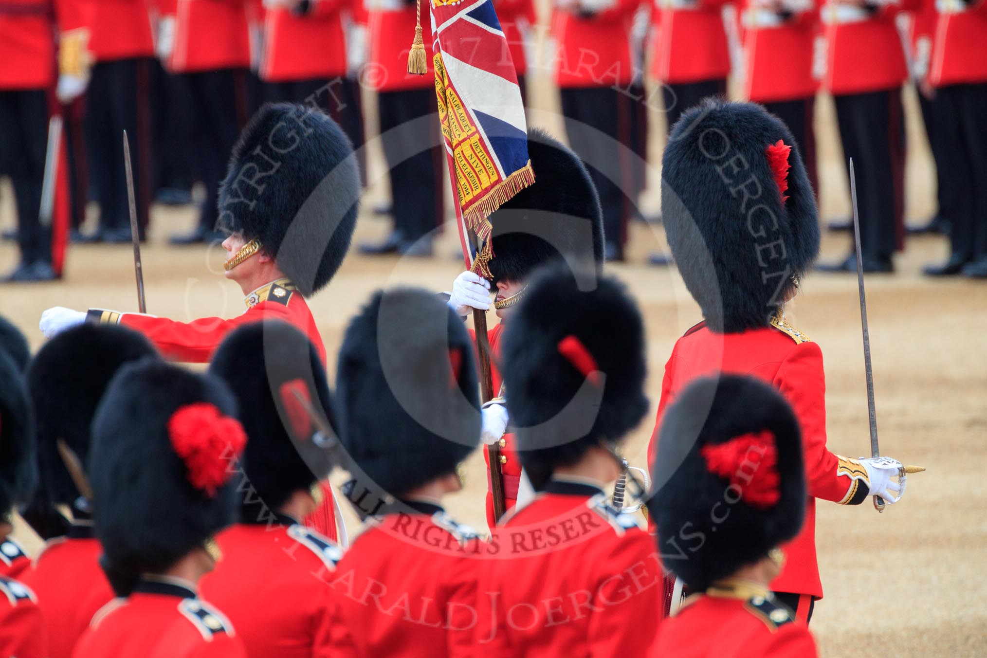 during The Colonel's Review {iptcyear4} (final rehearsal for Trooping the Colour, The Queen's Birthday Parade)  at Horse Guards Parade, Westminster, London, 2 June 2018, 11:21.