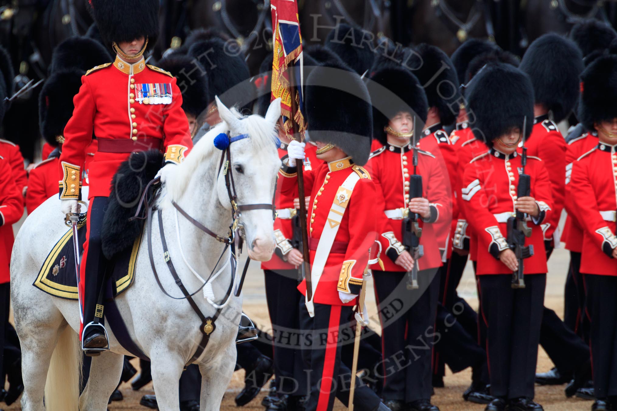 during The Colonel's Review {iptcyear4} (final rehearsal for Trooping the Colour, The Queen's Birthday Parade)  at Horse Guards Parade, Westminster, London, 2 June 2018, 11:27.