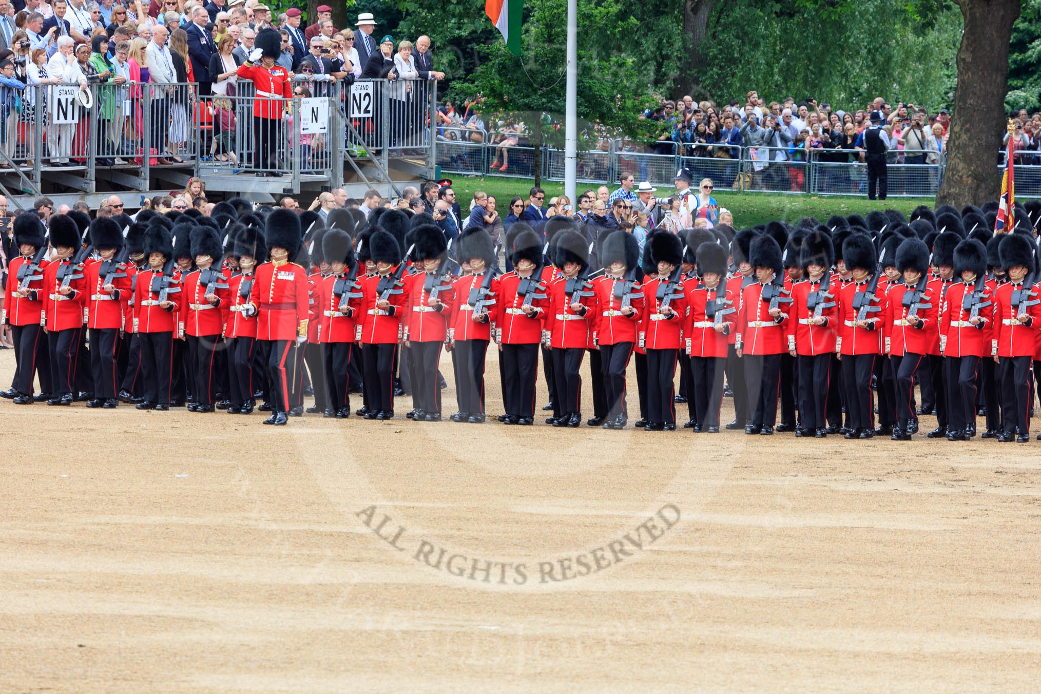 during The Colonel's Review {iptcyear4} (final rehearsal for Trooping the Colour, The Queen's Birthday Parade)  at Horse Guards Parade, Westminster, London, 2 June 2018, 11:34.