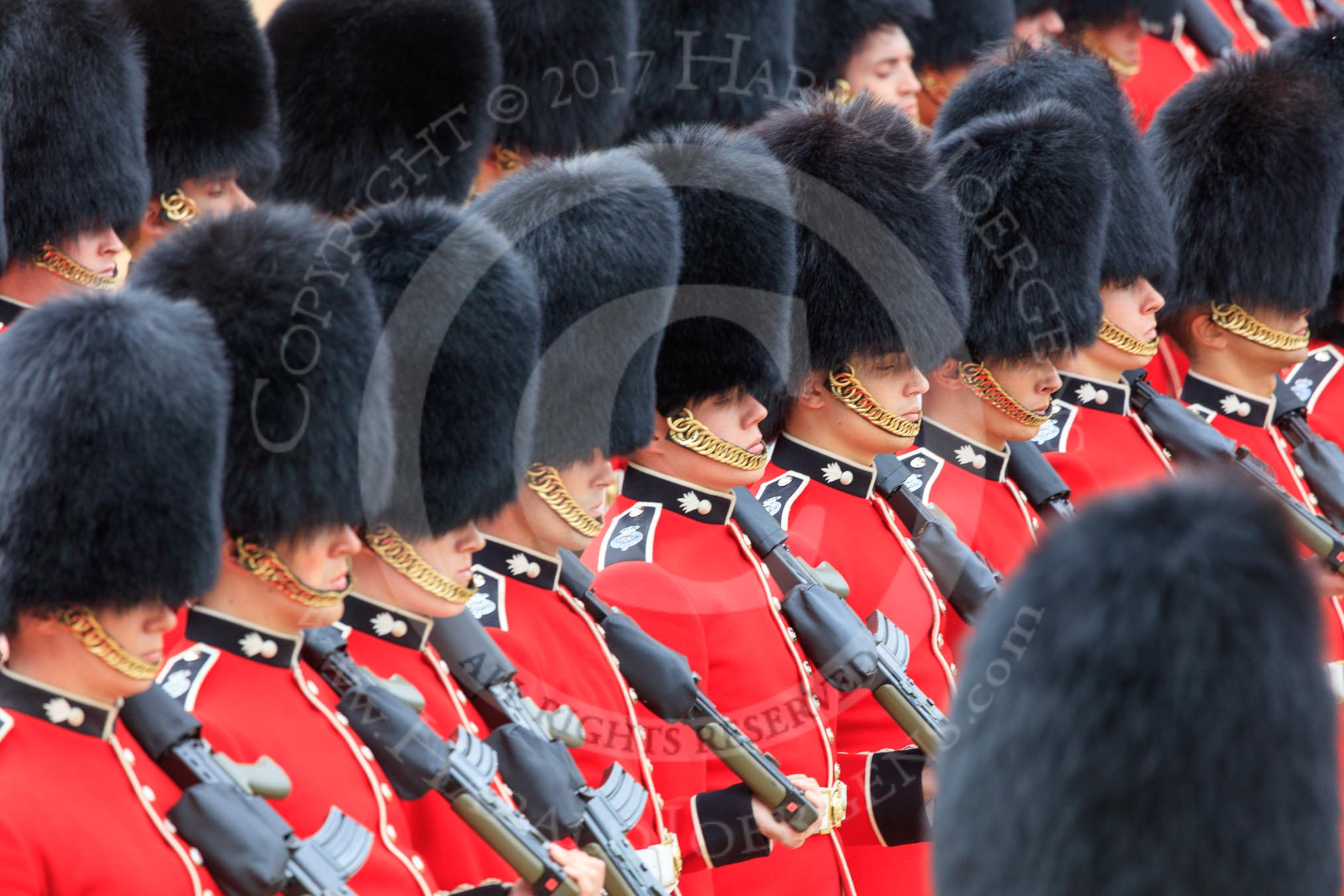 during The Colonel's Review {iptcyear4} (final rehearsal for Trooping the Colour, The Queen's Birthday Parade)  at Horse Guards Parade, Westminster, London, 2 June 2018, 11:39.