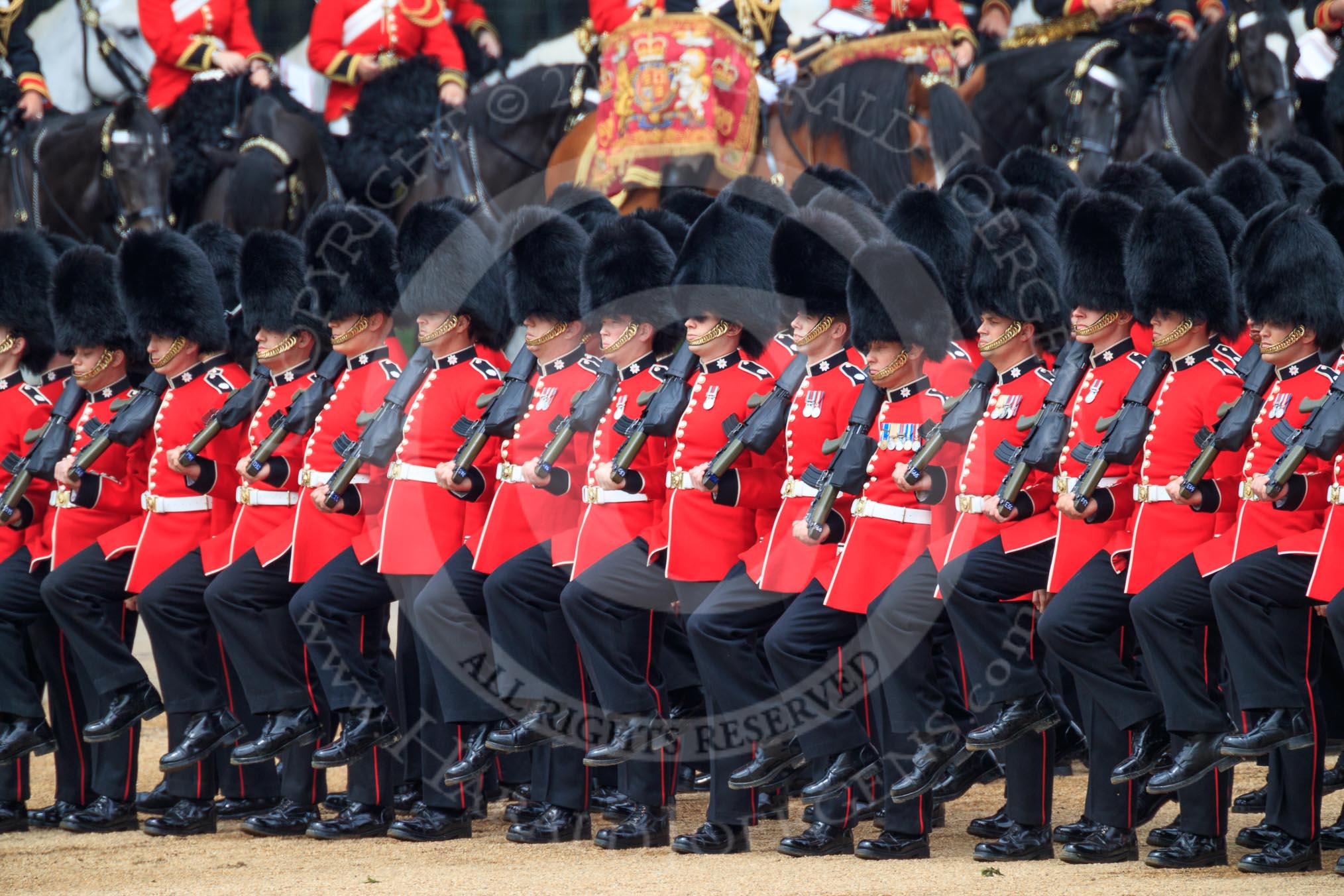 during The Colonel's Review {iptcyear4} (final rehearsal for Trooping the Colour, The Queen's Birthday Parade)  at Horse Guards Parade, Westminster, London, 2 June 2018, 11:42.