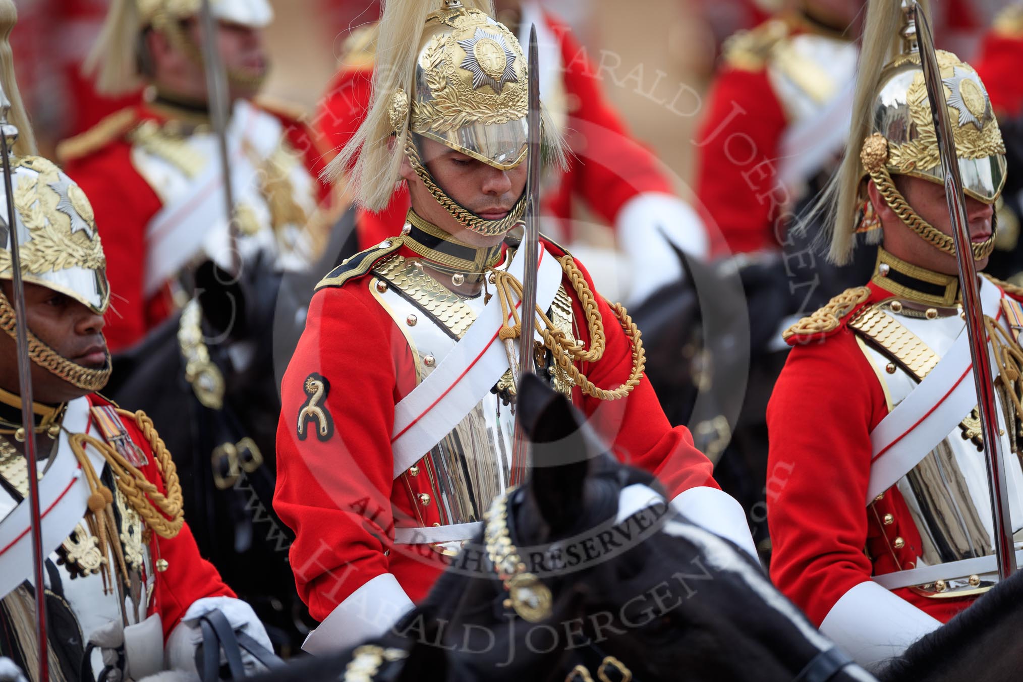 during The Colonel's Review {iptcyear4} (final rehearsal for Trooping the Colour, The Queen's Birthday Parade)  at Horse Guards Parade, Westminster, London, 2 June 2018, 11:59.