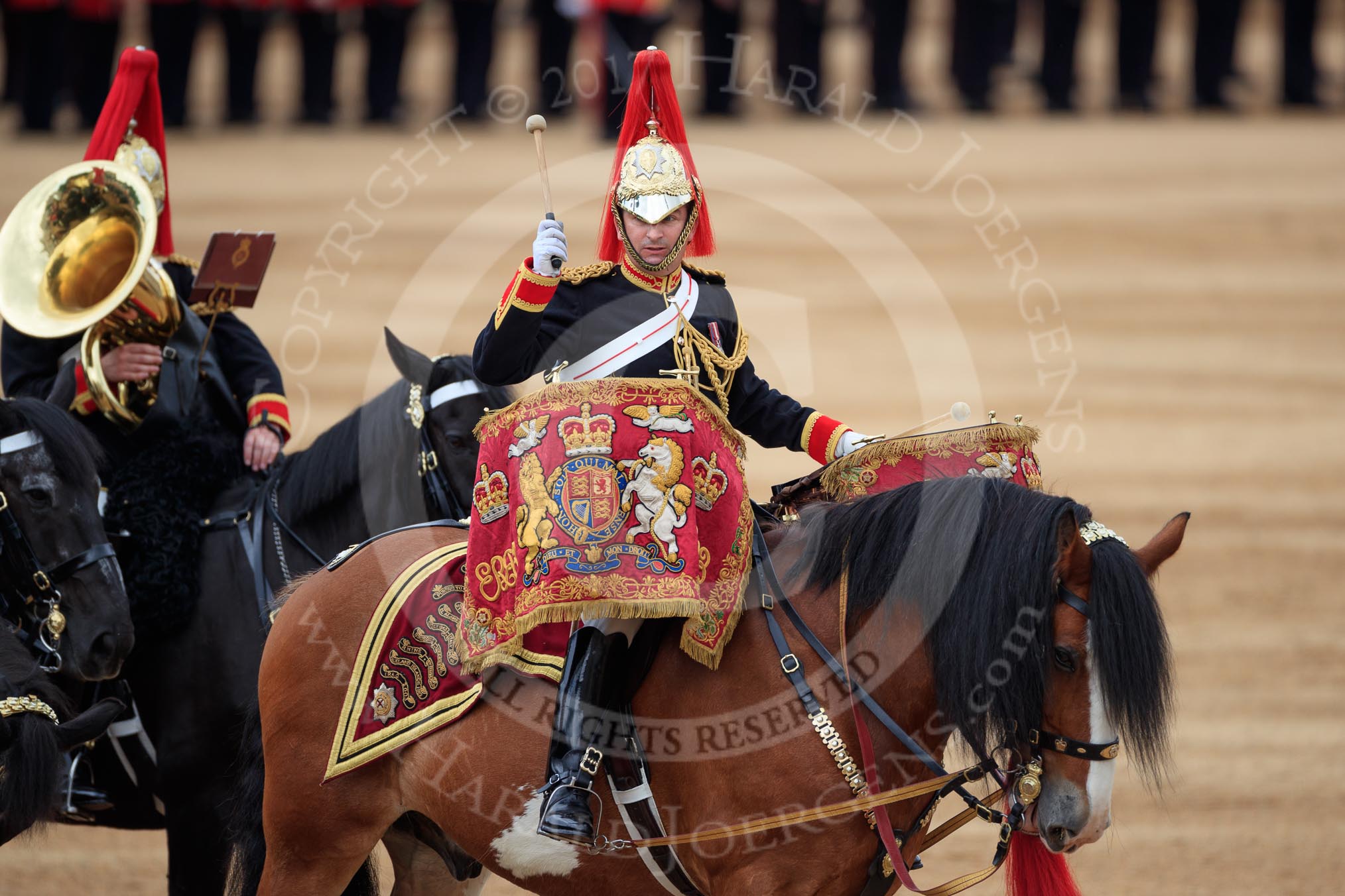 during The Colonel's Review {iptcyear4} (final rehearsal for Trooping the Colour, The Queen's Birthday Parade)  at Horse Guards Parade, Westminster, London, 2 June 2018, 12:00.
