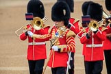 Senior Drum Major Damian Thomas, leading the Band of the Welsh Guards into position on Horse Guards Parade, during The Colonel's Review 2018 (final rehearsal for Trooping the Colour, The Queen's Birthday Parade)  at Horse Guards Parade, Westminster, London, 2 June 2018, 10:14.