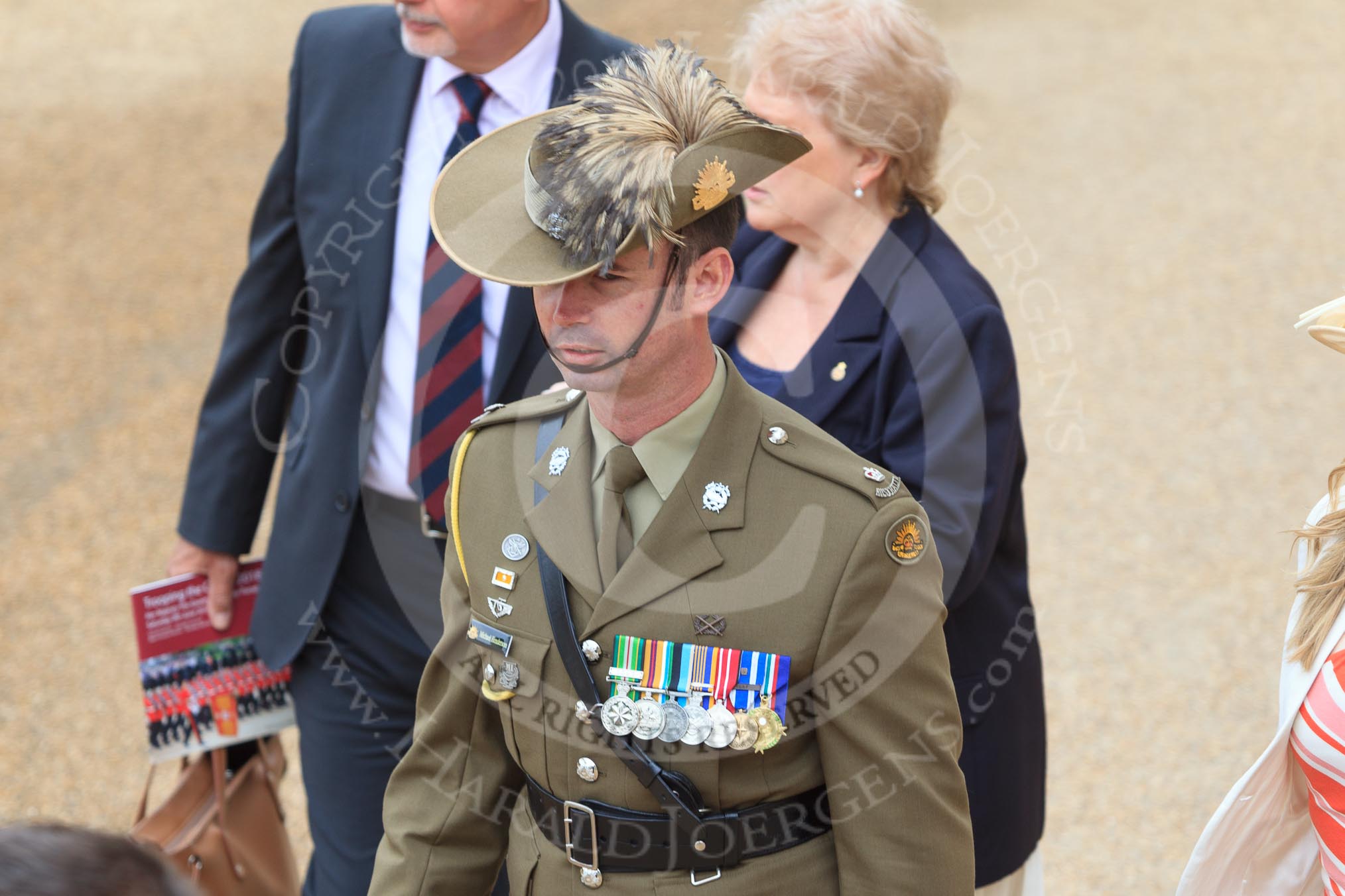 Australian Army Major Michael Henderson during Trooping the Colour 2018, The Queen's Birthday Parade at Horse Guards Parade, Westminster, London, 9 June 2018, 09:04.