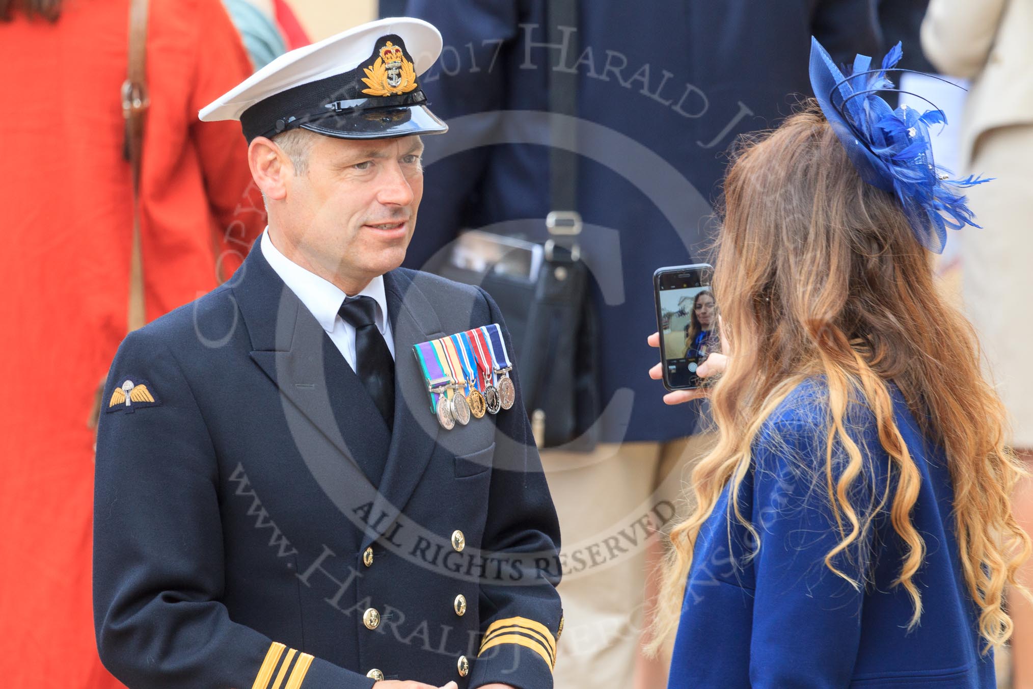 A Royal Navy Lieutenant Commander at Trooping the Colour 2018, The Queen's Birthday Parade at Horse Guards Parade, Westminster, London, 9 June 2018, 09:32.