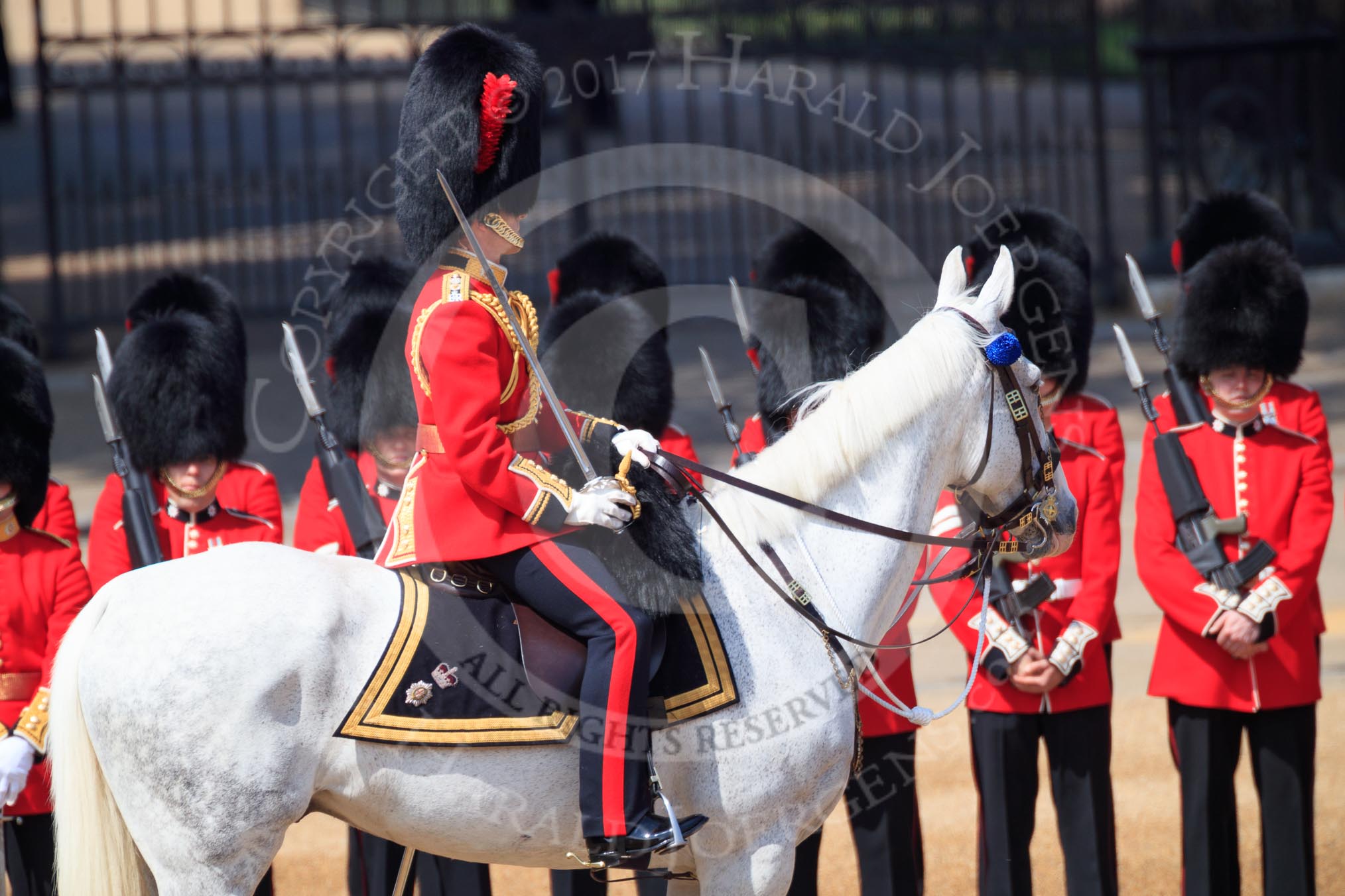 during Trooping the Colour {iptcyear4}, The Queen's Birthday Parade at Horse Guards Parade, Westminster, London, 9 June 2018, 10:46.