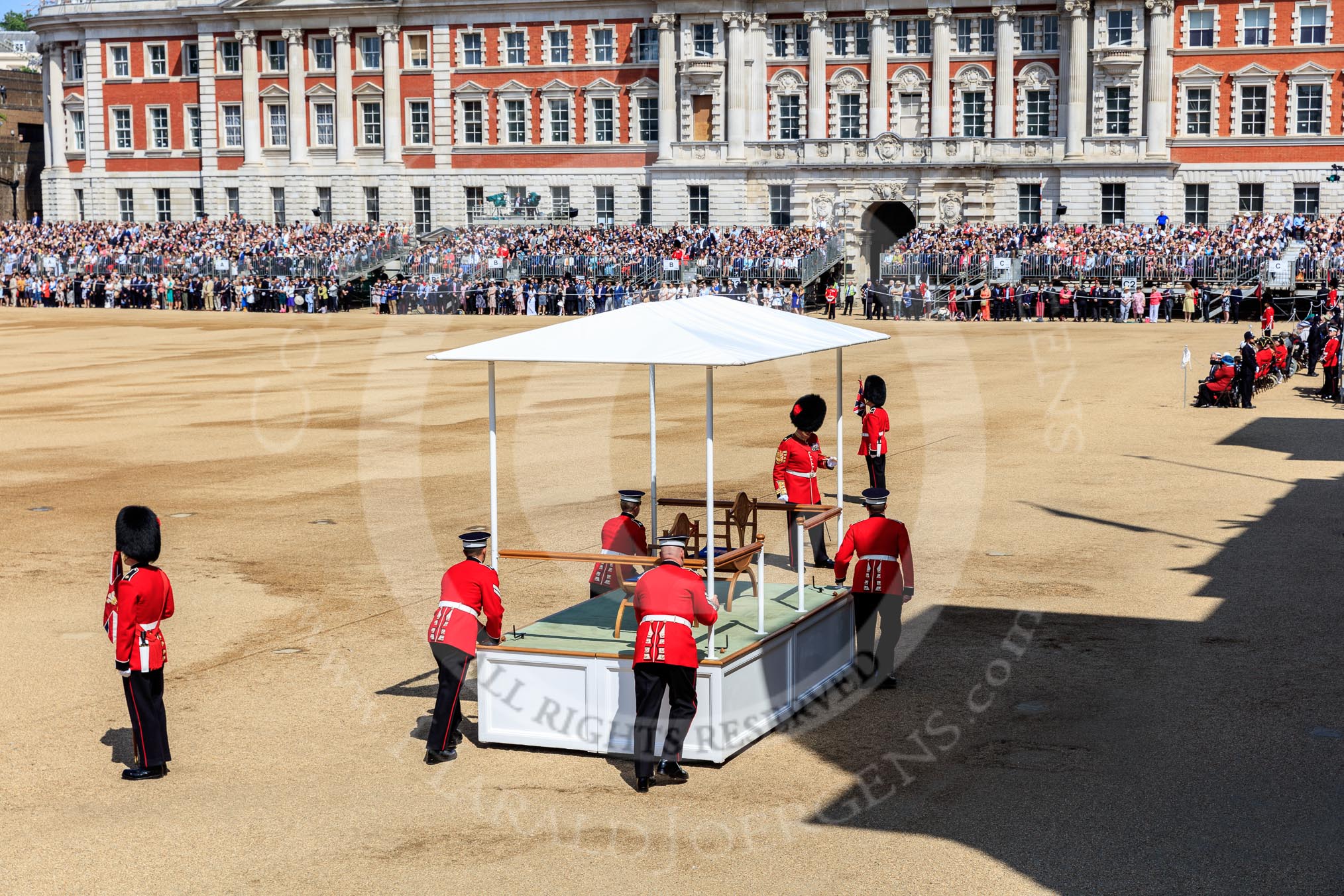 during Trooping the Colour {iptcyear4}, The Queen's Birthday Parade at Horse Guards Parade, Westminster, London, 9 June 2018, 10:52.