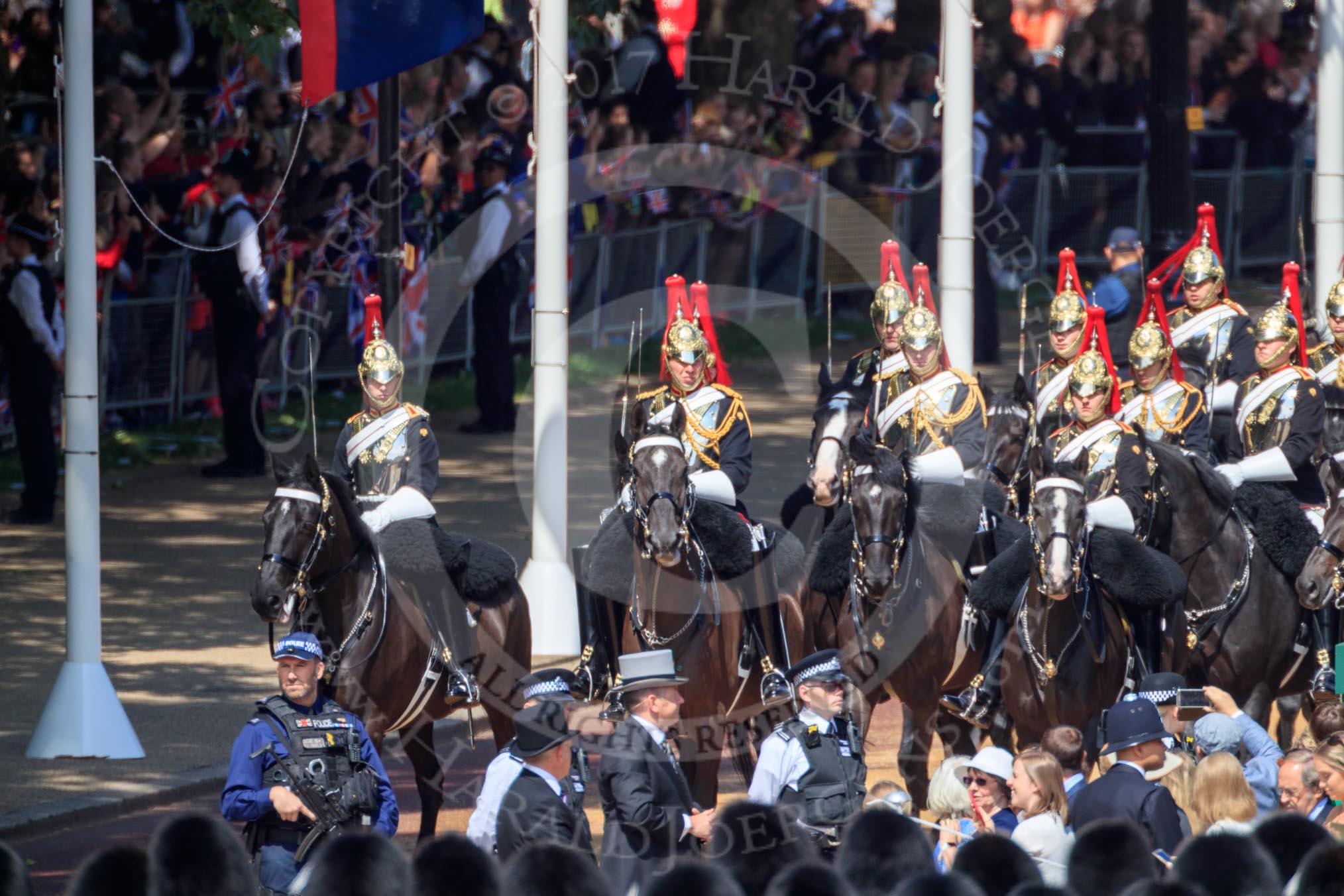 during Trooping the Colour {iptcyear4}, The Queen's Birthday Parade at Horse Guards Parade, Westminster, London, 9 June 2018, 10:57.