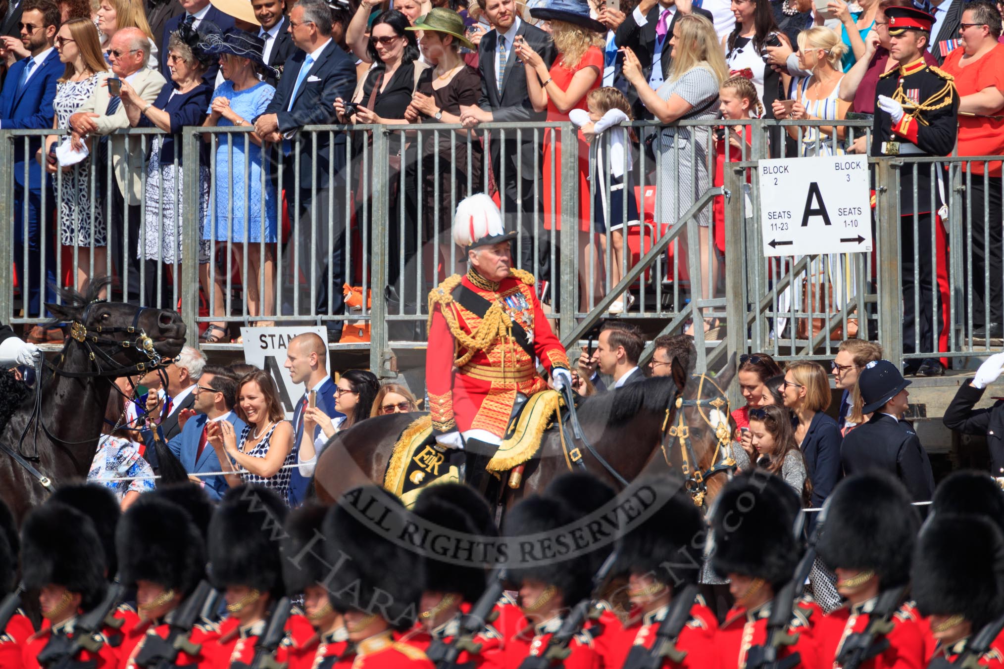 during Trooping the Colour {iptcyear4}, The Queen's Birthday Parade at Horse Guards Parade, Westminster, London, 9 June 2018, 10:58.