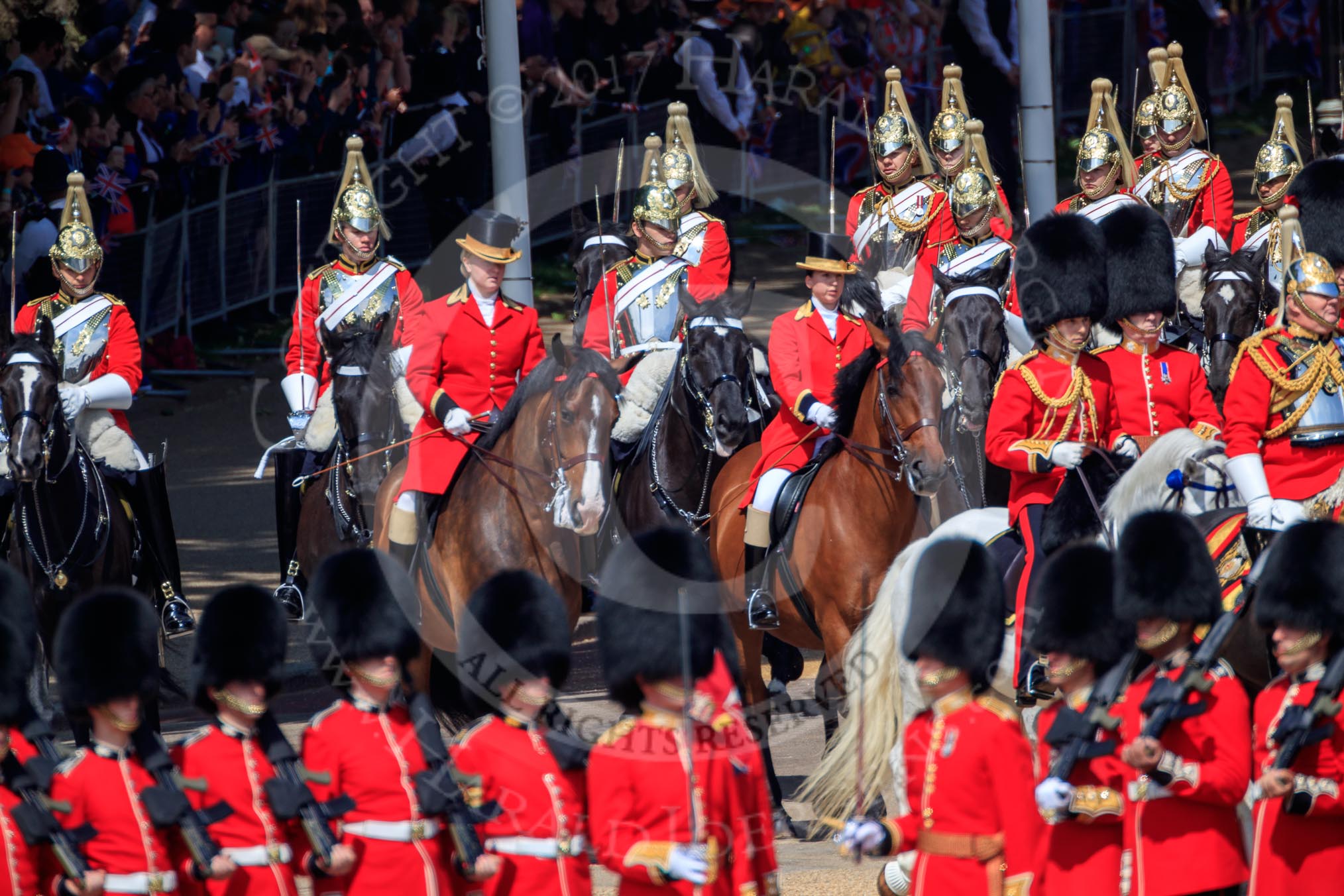 during Trooping the Colour {iptcyear4}, The Queen's Birthday Parade at Horse Guards Parade, Westminster, London, 9 June 2018, 10:59.