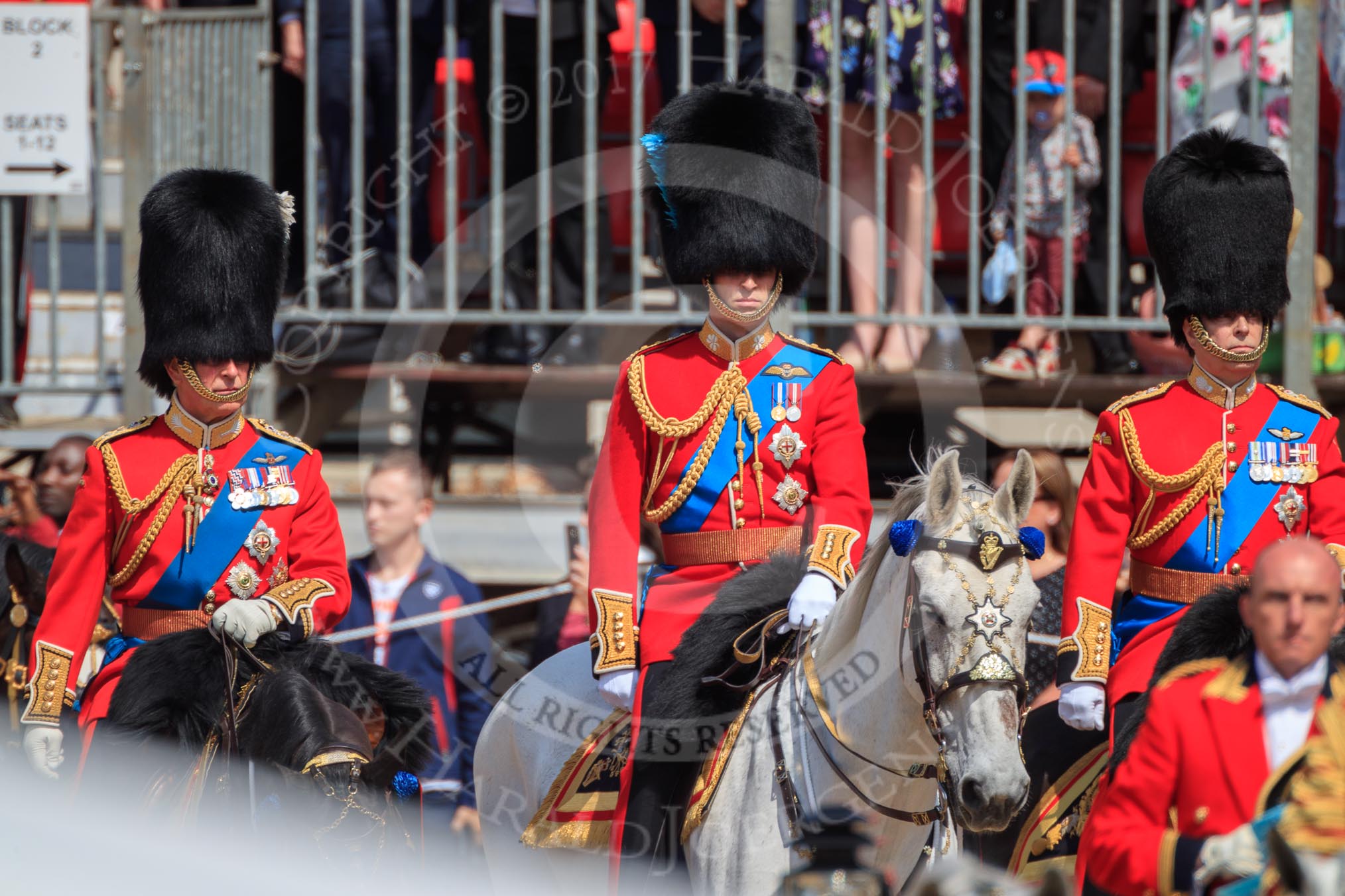 during Trooping the Colour {iptcyear4}, The Queen's Birthday Parade at Horse Guards Parade, Westminster, London, 9 June 2018, 10:59.