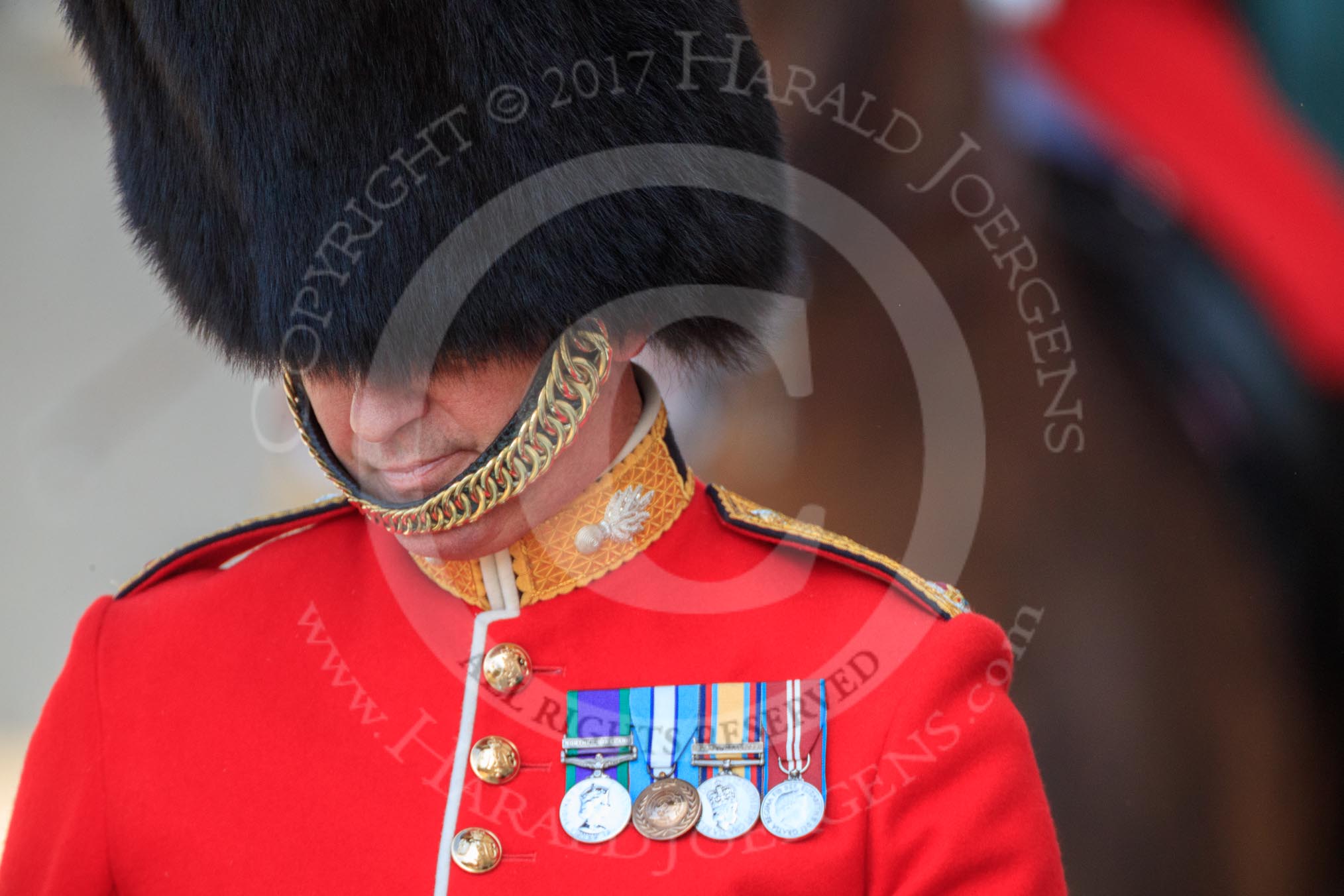 during Trooping the Colour {iptcyear4}, The Queen's Birthday Parade at Horse Guards Parade, Westminster, London, 9 June 2018, 11:01.