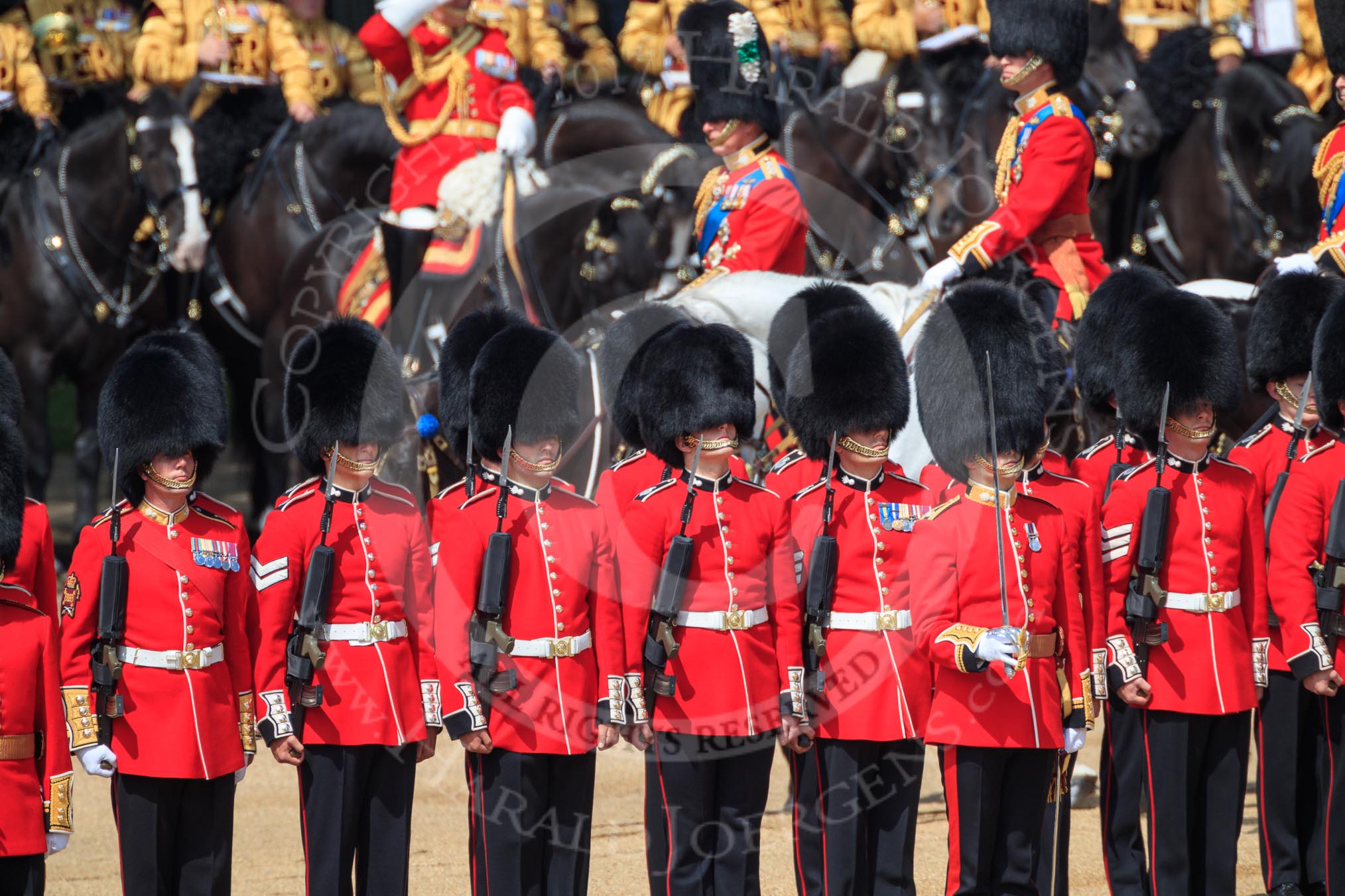 during Trooping the Colour {iptcyear4}, The Queen's Birthday Parade at Horse Guards Parade, Westminster, London, 9 June 2018, 11:03.