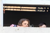 Children watching fro one of the government buildings during Trooping the Colour 2018, The Queen's Birthday Parade at Horse Guards Parade, Westminster, London, 9 June 2018, 10:14.