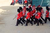 The Keepers of the Ground marching onto Horse Guards Parade to mark the position of their guards before Trooping the Colour 2018, The Queen's Birthday Parade at Horse Guards Parade, Westminster, London, 9 June 2018, 10:17.