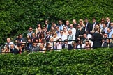 Spectators on the Citadel, the ivy clad wartime bunker next  to the Old Admiralty Building, during Trooping the Colour 2018, The Queen's Birthday Parade at Horse Guards Parade, Westminster, London, 9 June 2018, 10:36.